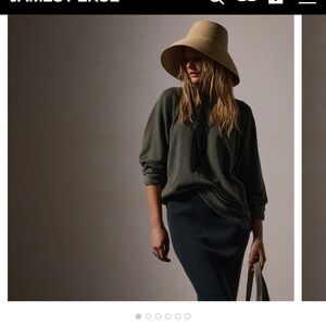 James Perse French Vintage Terry Sweatshirt Charcoal Grey Medium